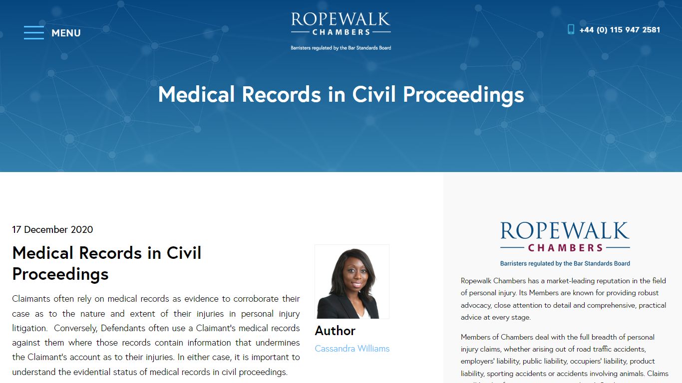 Medical Records in Civil Proceedings | Ropewalk Chambers