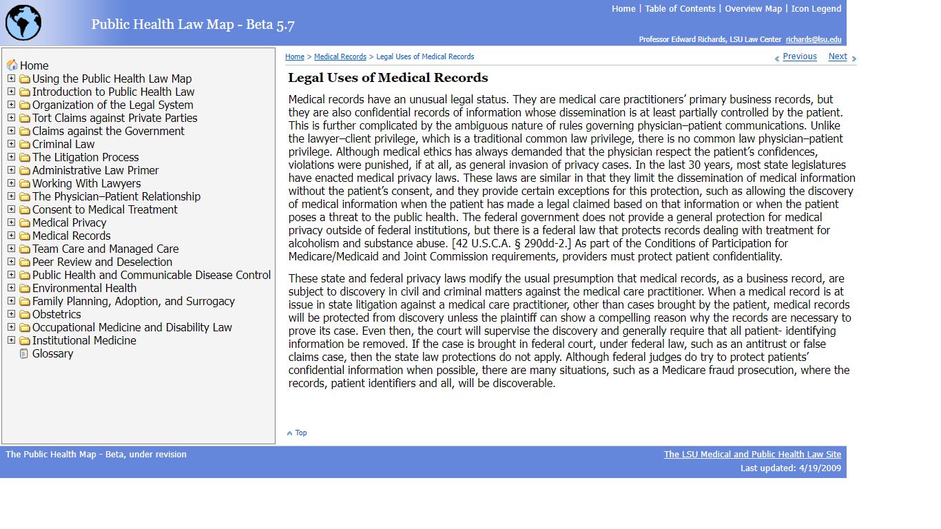 Legal Uses of Medical Records - LSU