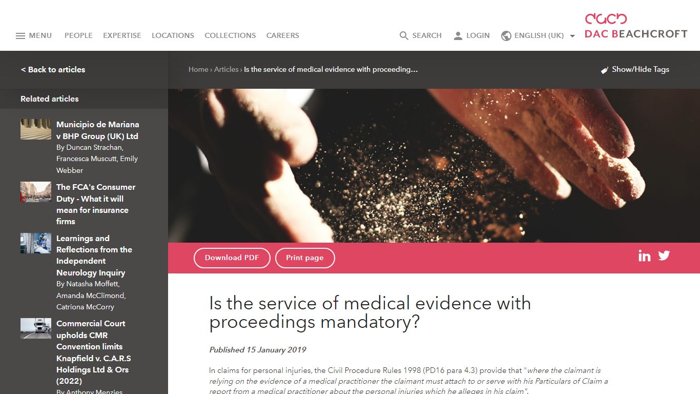 Is the service of medical evidence with proceedings mandatory?